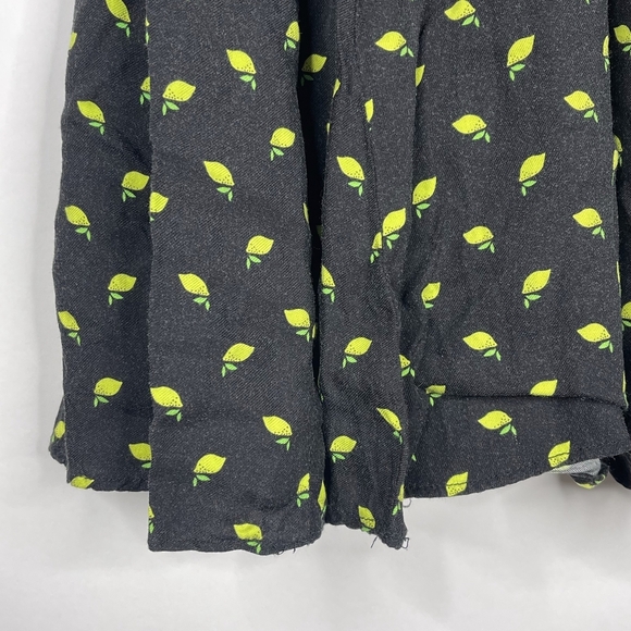 2/$30 ZARA Lemon Print Fit and Flare Black Dress V-Neck Scalloped Sleeve #6871 - Picture 7 of 16